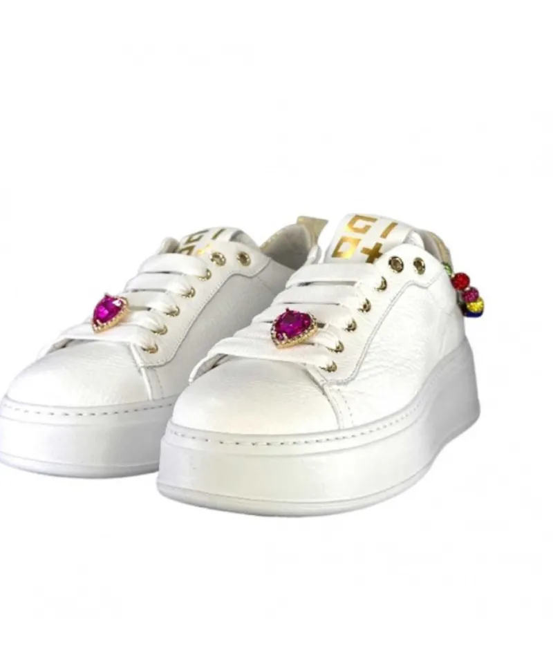 Baskets Plateforme Pia46 Cuir Blanc*GioPiu Hot