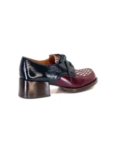 Trudu Cuir Vernis Purple, Vert & Toile Satin Imprimee*Chie Mihara New