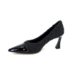 Enzo Di Martino Eli 715 Textile Noir Cuir Vernis Noir*moon flower - enzo di martino