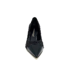 Enzo Di Martino Eli 715 Textile Noir Cuir Vernis Noir*moon flower - enzo di martino