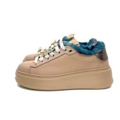 Pia 82 Cuir Nude Fourrure Turquoise*GioPiu