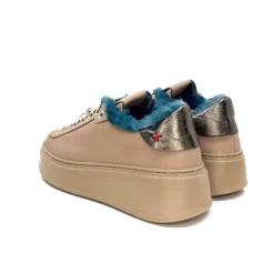 Pia 82 Cuir Nude Fourrure Turquoise*GioPiu