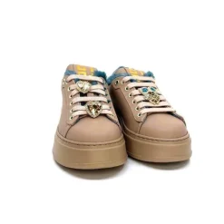 Pia 82 Cuir Nude Fourrure Turquoise*GioPiu