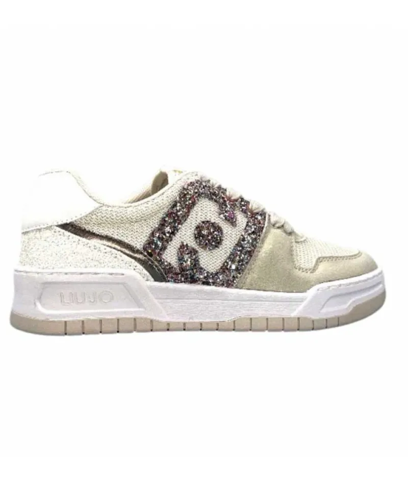 Ba3093Tx306 Suede Textile Blanc Glitter*Liu.Jo New