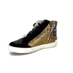 Meline Nkc 1151 Cuir Dore Et Daim Noir*Méliné Sale