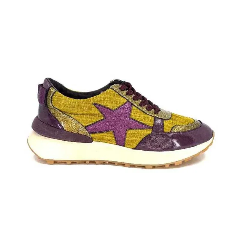 Reqins Urania Mix Cuir Violet Textile Moutarde*Requin New