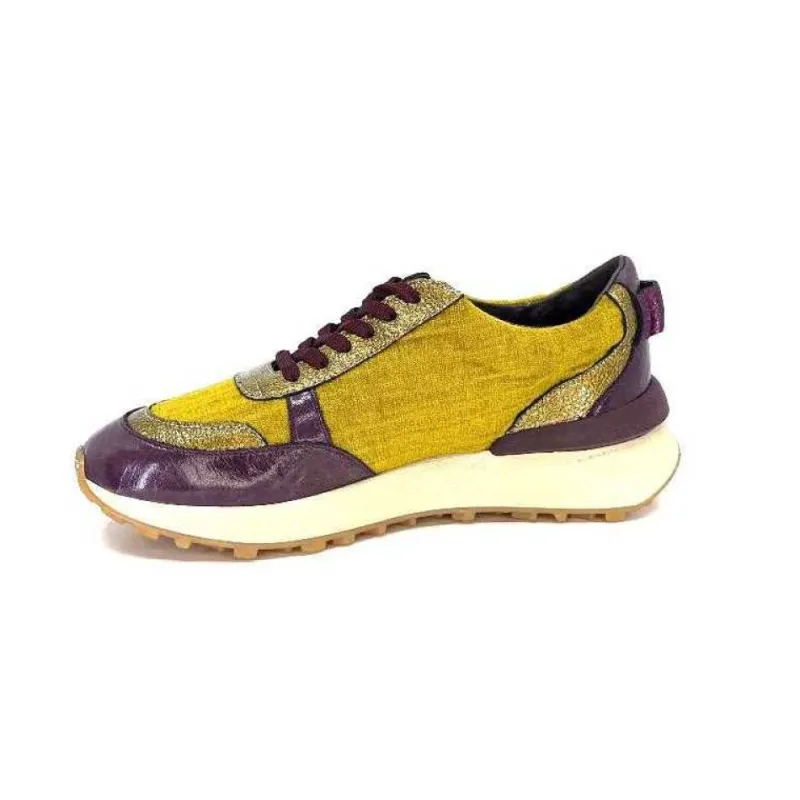 Reqins Urania Mix Cuir Violet Textile Moutarde*Requin New