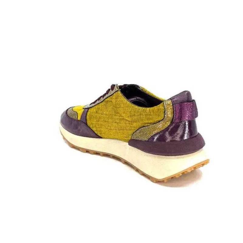 Reqins Urania Mix Cuir Violet Textile Moutarde*Requin New