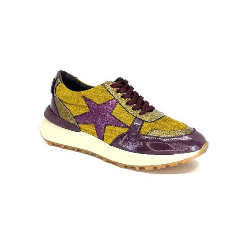 Reqins Urania Mix Cuir Violet Textile Moutarde*Requin New