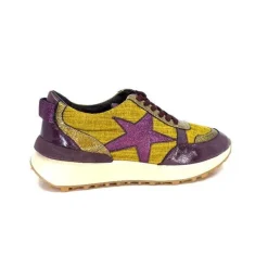 Reqins Urania Mix Cuir Violet Textile Moutarde*Requin New