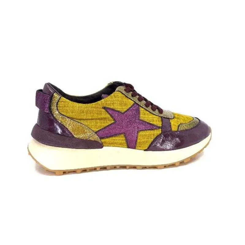 Reqins Urania Mix Cuir Violet Textile Moutarde*Requin New