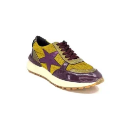 Reqins Urania Mix Cuir Violet Textile Moutarde*Requin New