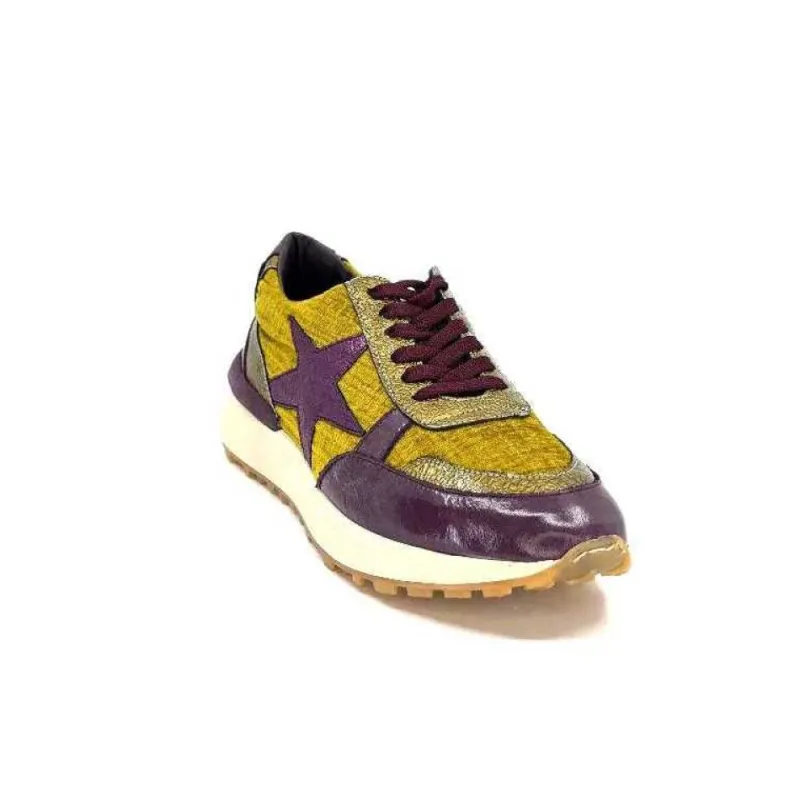 Reqins Urania Mix Cuir Violet Textile Moutarde*Requin New
