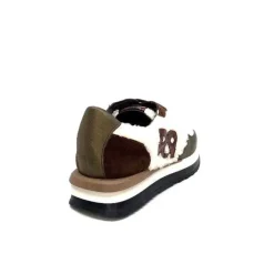 Reqins Urielle Cuir Marron Textile Ecru*Requin