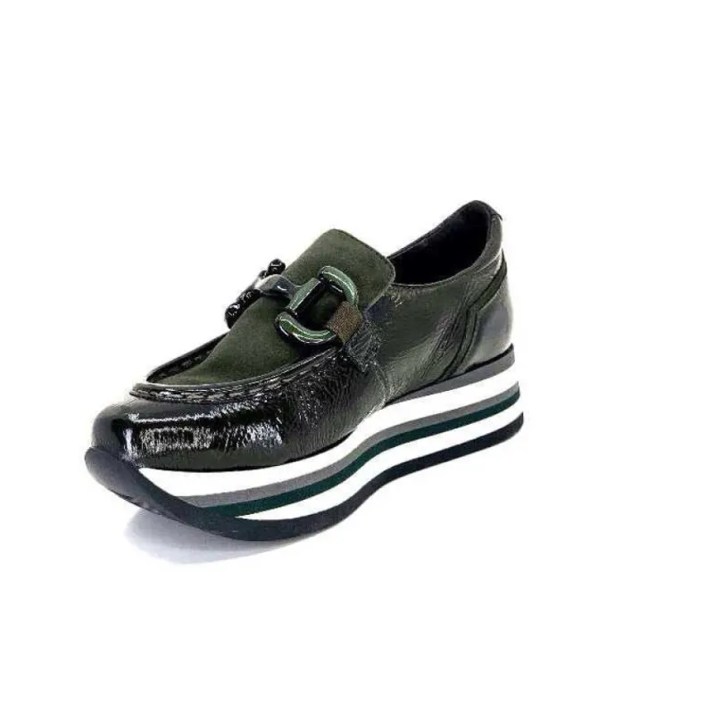 7.78.61 Cuir Vernis Et Daim Kaki*Softwaves Hot