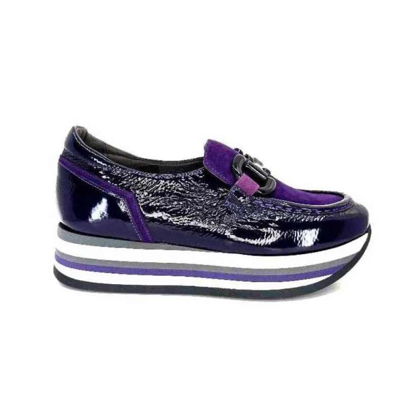 7.78.61 Cuir Vernis Et Daim Violet*Softwaves Outlet