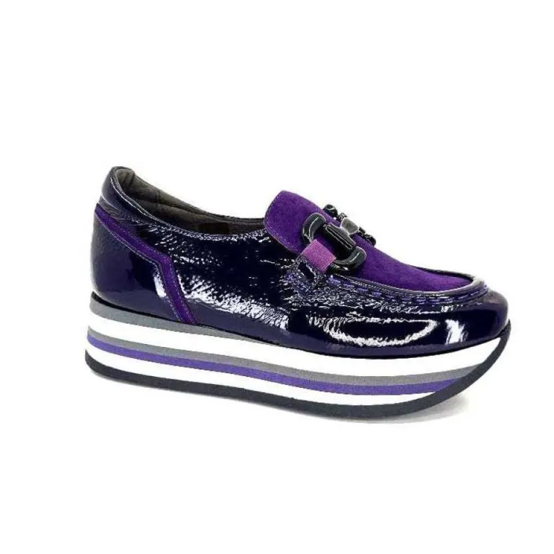 7.78.61 Cuir Vernis Et Daim Violet*Softwaves Outlet