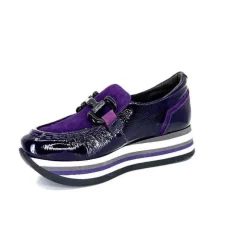 7.78.61 Cuir Vernis Et Daim Violet*Softwaves Outlet